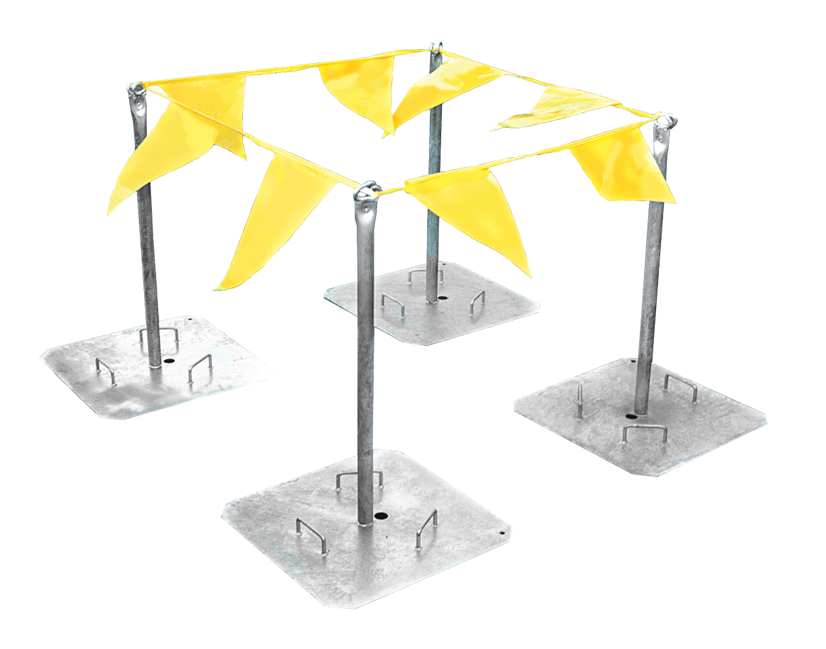 Tie Down Galvanized Warning Line System, 4 Bases with 100 ft. Pennants - 65001