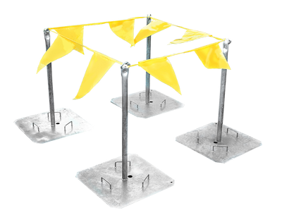 Tie Down Galvanized Warning Line System, 4 Bases with 100 ft. Pennants - 65001