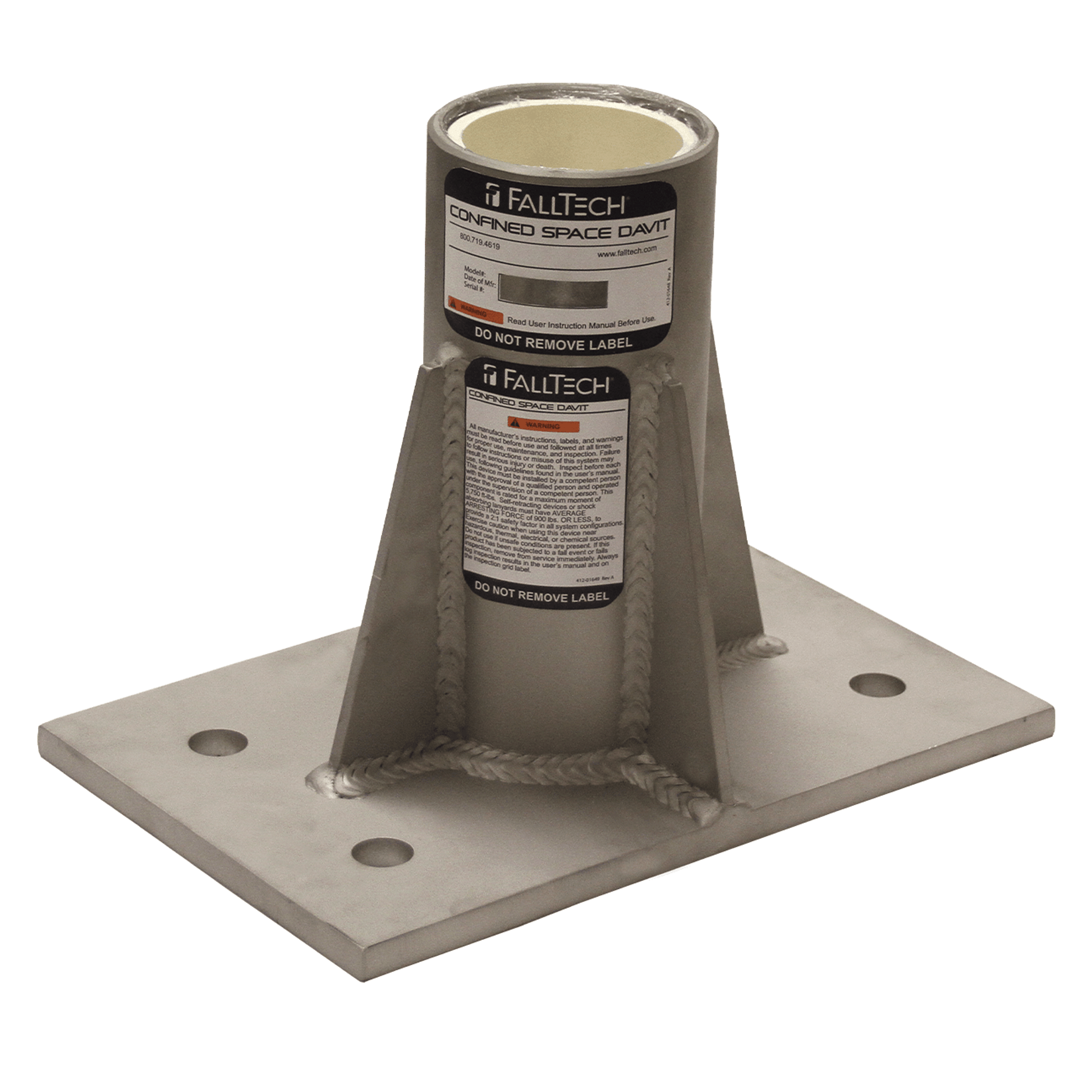 FallTech Center-mount Stainless Steel Bolt-on Fixed Davit Base - 65040CMS