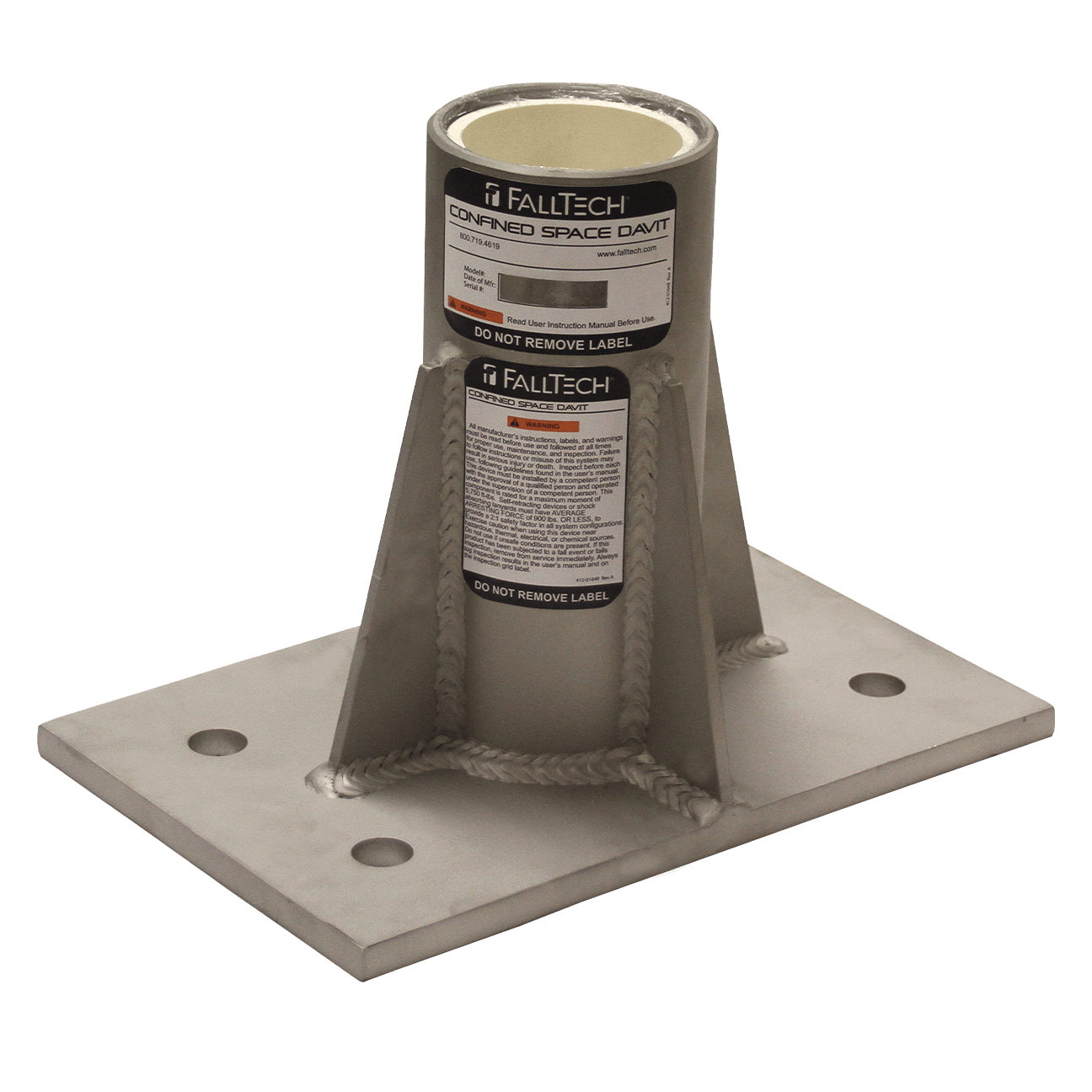 FallTech Center-mount Stainless Steel Bolt-on Fixed Davit Base - 65040CMS