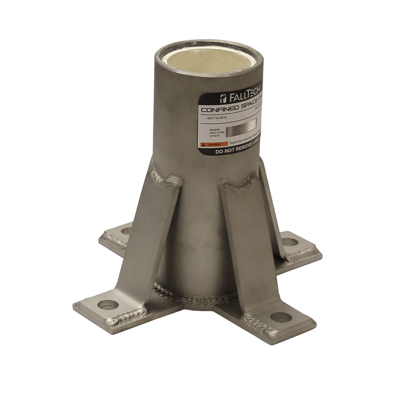 FallTech Floor-mount Stainless Steel Bolt-on Fixed Davit Base - 65060FMS