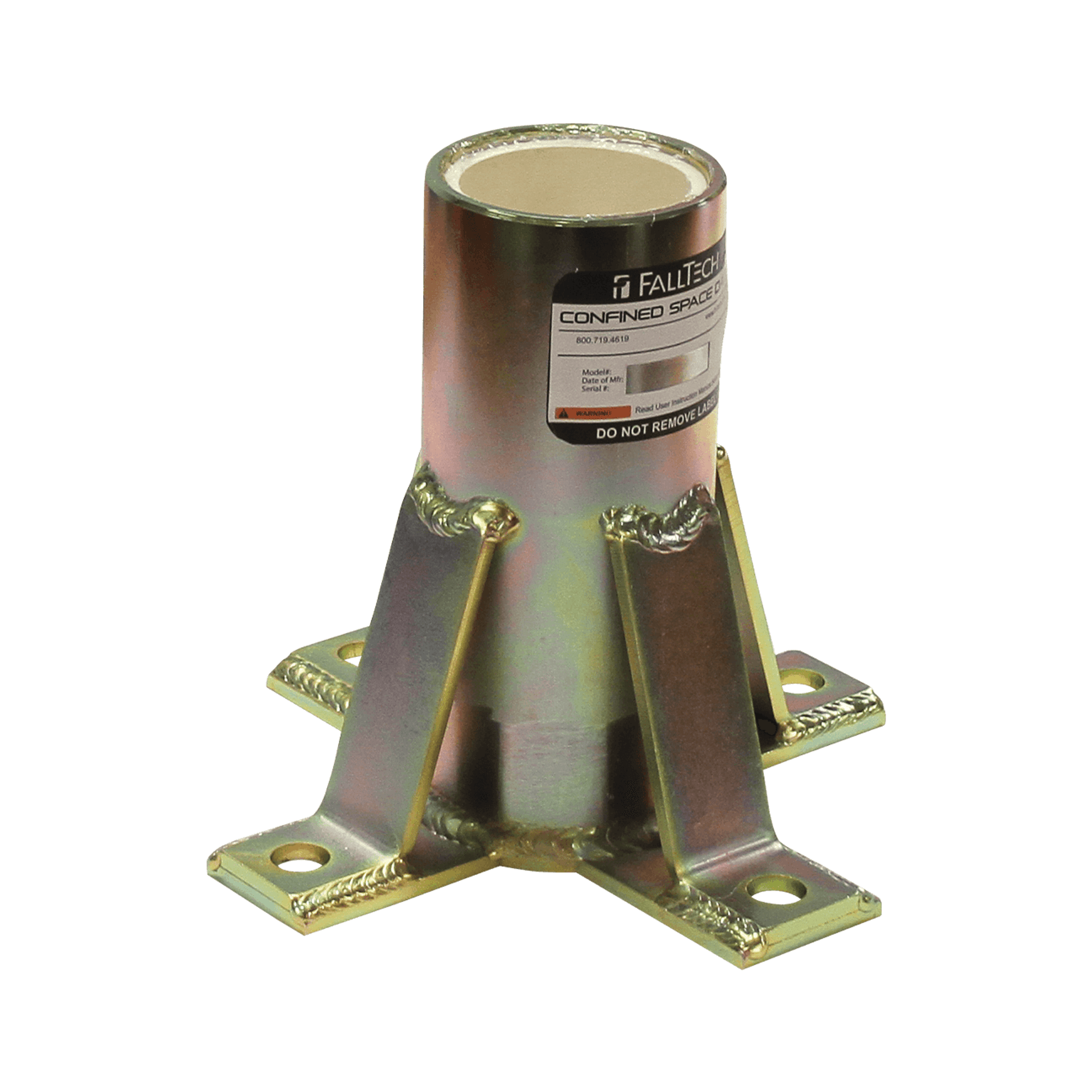 FallTech Floor-mount Plated Steel Bolt-on Fixed Davit Base - 65060FMZ