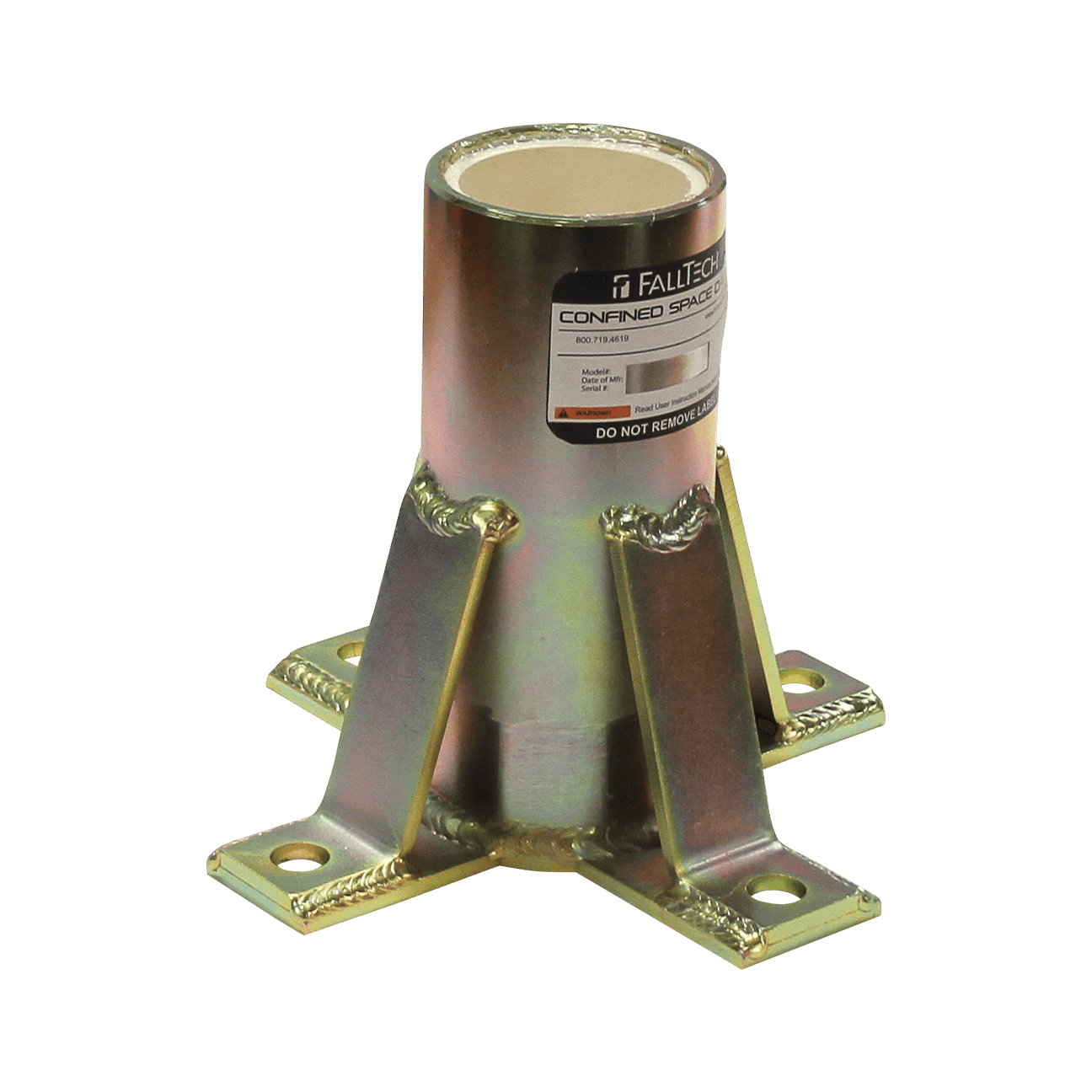FallTech Floor-mount Plated Steel Bolt-on Fixed Davit Base - 65060FMZ