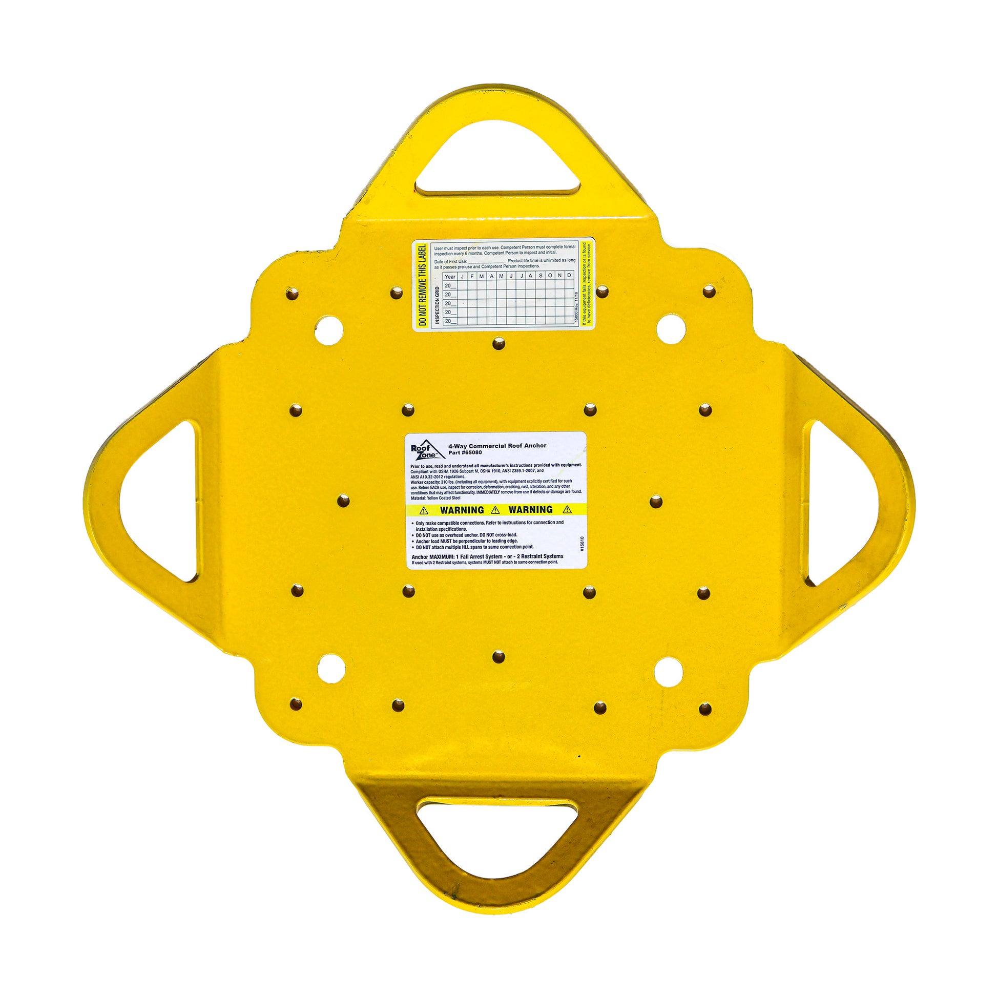 Tie Down 4-Way Roof Anchor Plate with 4 Connection Points - 65080