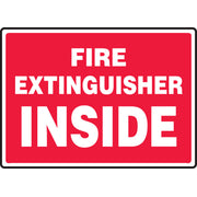 Safety Sign: Fire Extinguisher Inside (Red Background) Spanish 7" x 10" Adhesive Dura-Vinyl 1/Each - SHMFXG425XV
