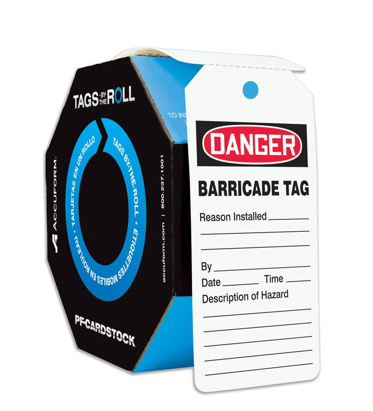 OSHA Danger Safety Tags: Tags By-The-Roll- Barricade Tag PF-Cardstock / - TAR158