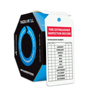 Safety Tags By-The-Roll: Fire Extinguisher Inspection Record PF-Cardstock / - TAR732