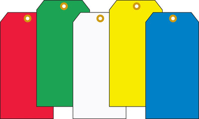 Safety Tags: Standard Color Blank Tags Blue Hole with 12" Galvanized Wire 6 1/4" x 3 1/8" 100/Pack - TBB318BUP