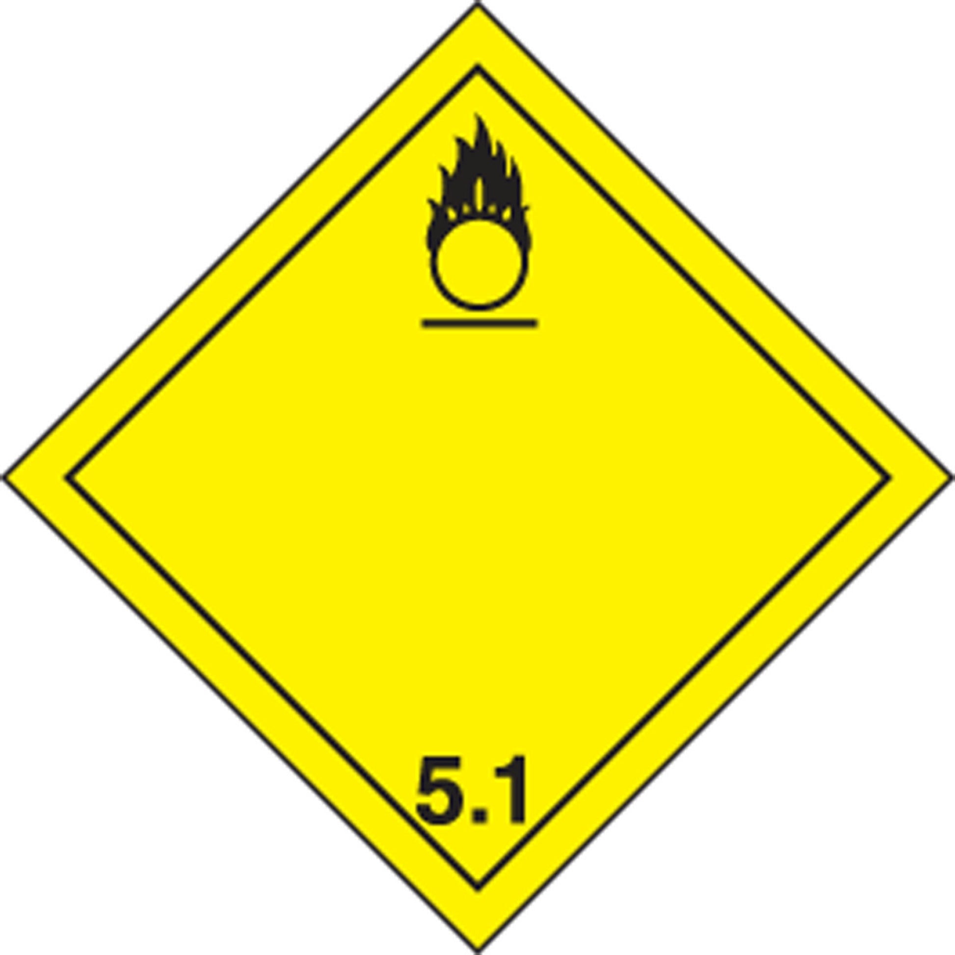 TDG Placard  Class 5 273mm x 273mm (10 3/4" x 10 3/4") Plastic 50/Pack - TCP511VP50