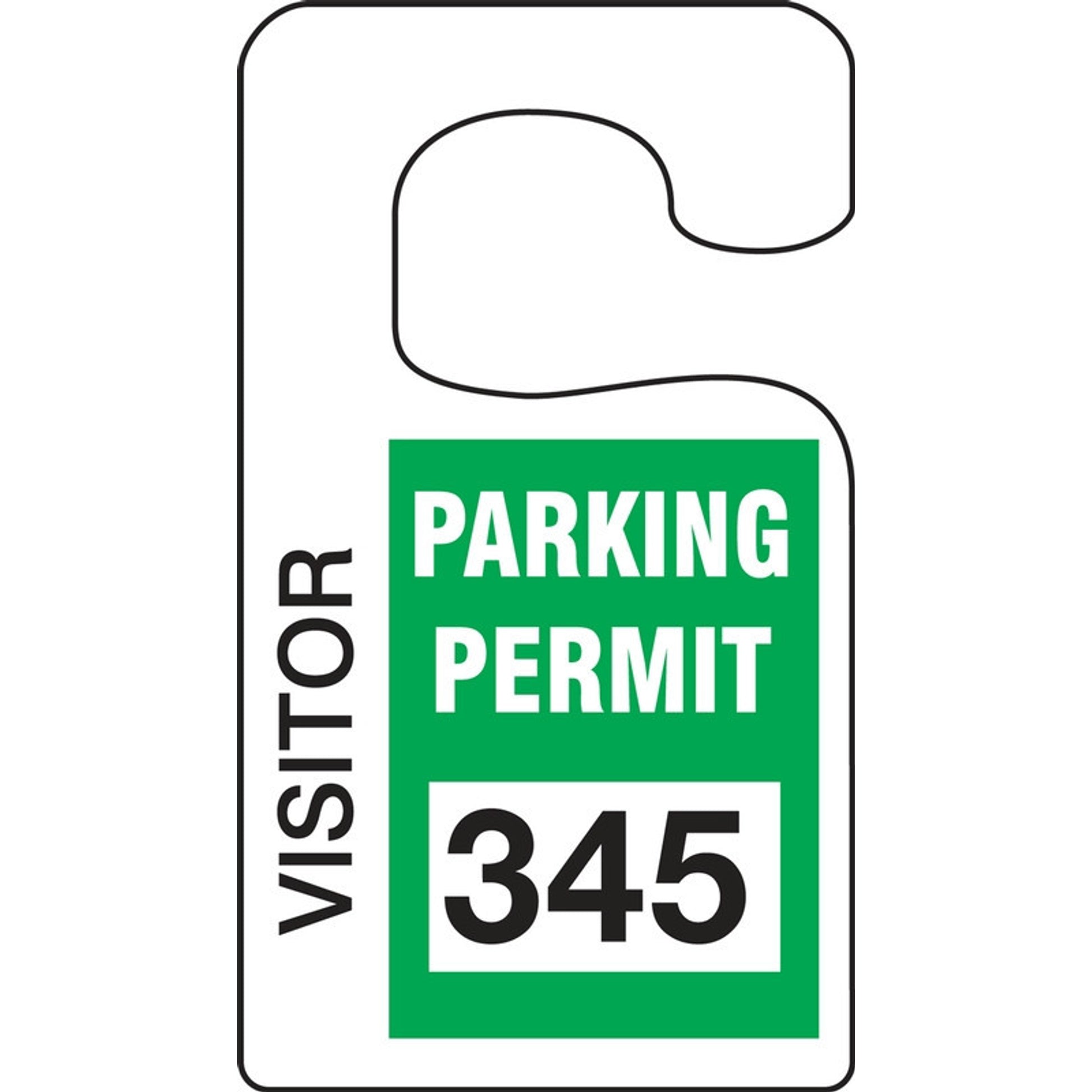 Vertical Hanging Parking Permit: Visitor Parking Permit Red Series: 300-399 4 7/8" x 2 3/4" 100/Pack - TNT268RDD