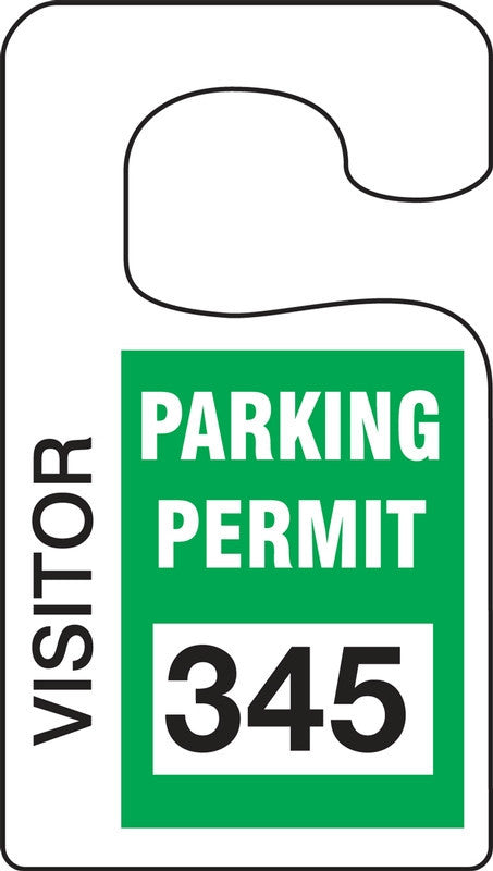 Vertical Hanging Parking Permit: Visitor Parking Permit Red Series: 300-399 4 7/8" x 2 3/4" 100/Pack - TNT268RDD