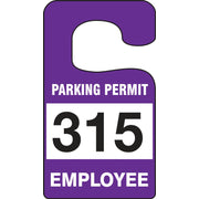VERTICAL HANGING TAGS: PARKING PERMIT EMPLOYEE Purple Series: 300-399 4 7/8" x 2 3/4" 100/Pack - TNT276PRD