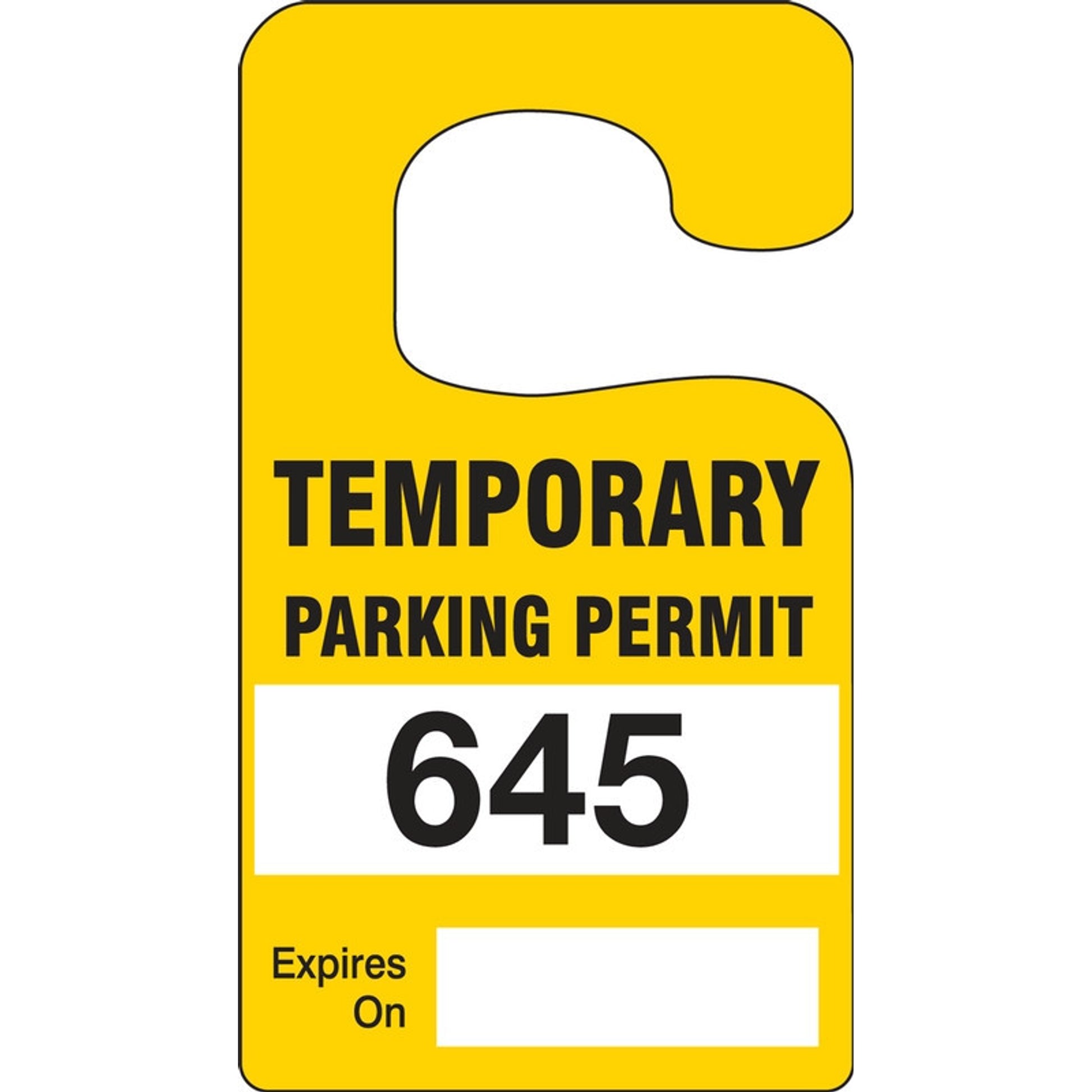 Vertical Hanging Parking Permit: Temporary Parking Permit Yellow Series: 500-599 4 7/8" x 2 3/4" 100/Pack - TNT296YLF