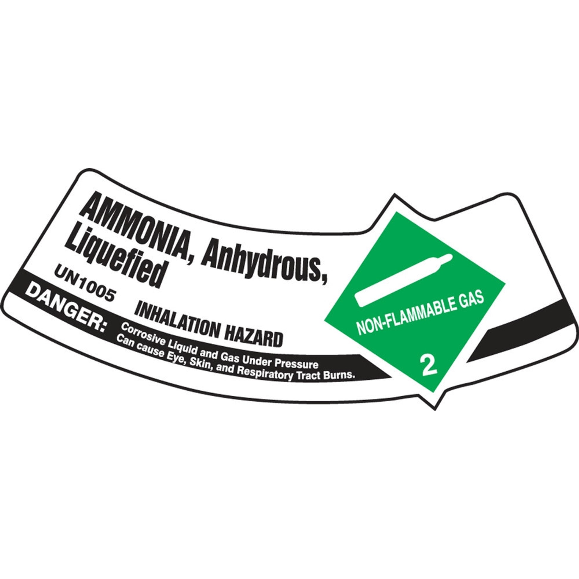 Cylinder Shoulder Labels: Ammonia, Anhydrous, Liquefied 2" x 5 1/4" / - MCSLAMGXVE