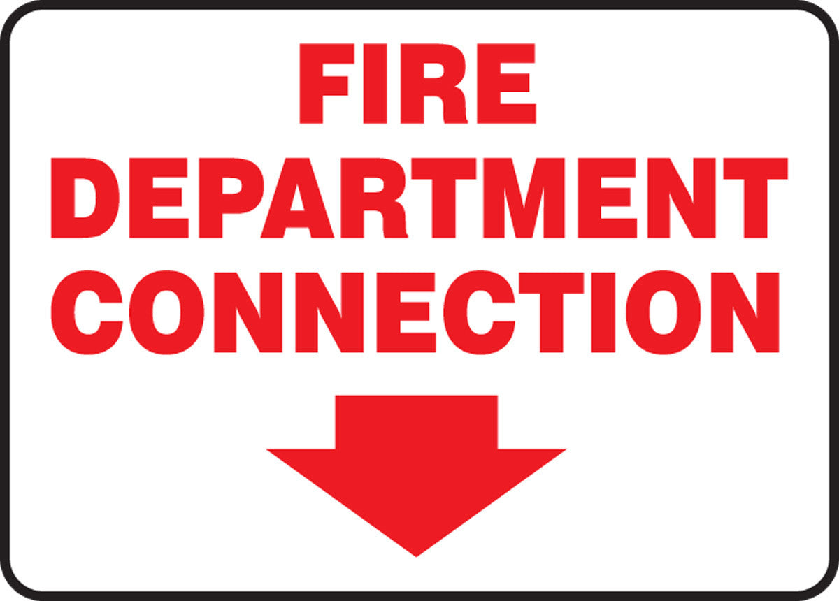 FDC Reflective Sign: Fire Department Connection (Arrow) 10" x 14" Reflective Vinyl 1/Each - MEXG536RV