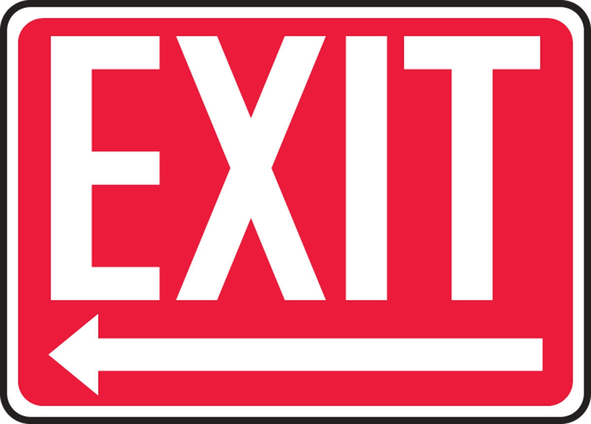 Safety Sign: Exit (Left Arrow) 7" x 10" Accu-Shield 1/Each - MEXT446XP
