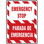 Bilingual Safety Sign: Emergency Stop- Parada De Emergencia Bilingual - Spanish/English 14" x 10" Aluminum 1/Each - SBMELC519VA