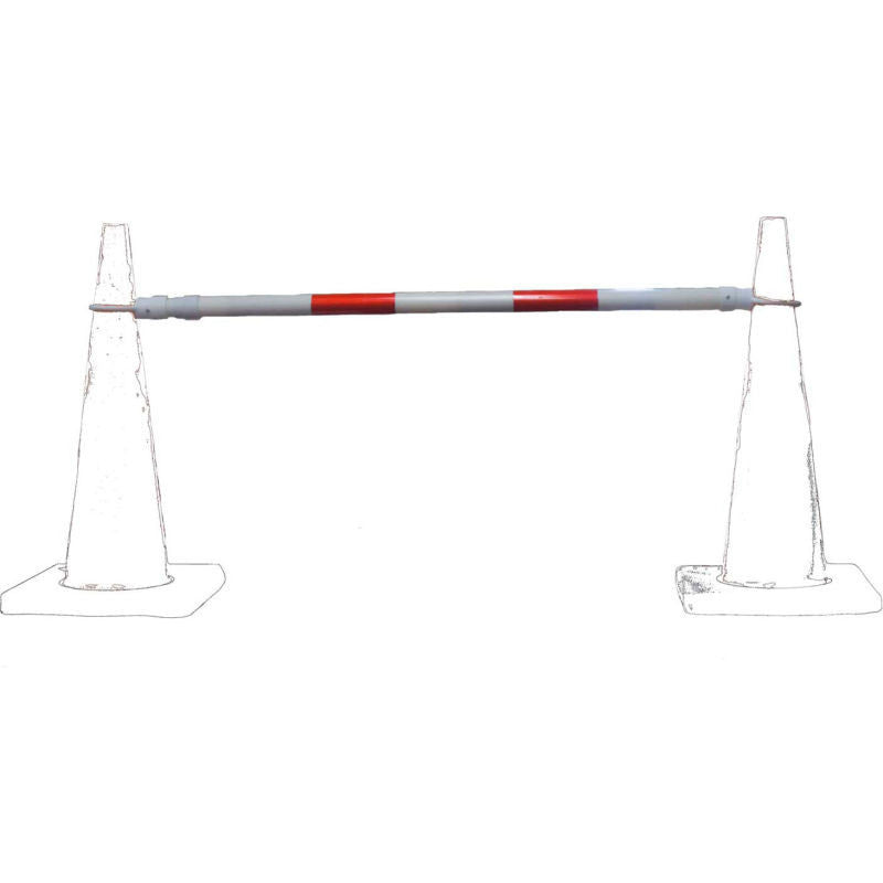 Cortina 03-829CB-R Retractable Cone Bar, 4-6' L, White/Red - 03-829-CB-R