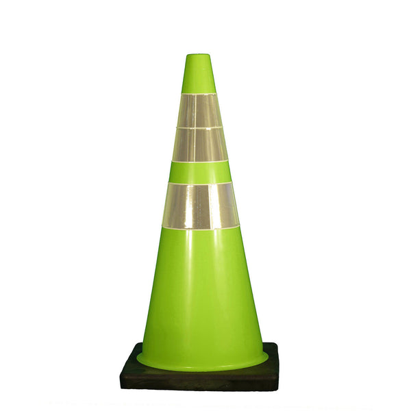 Cortina DW Traffic Cone 28" Lime 7# 6"/4" Collars w/black base - 03-500-68