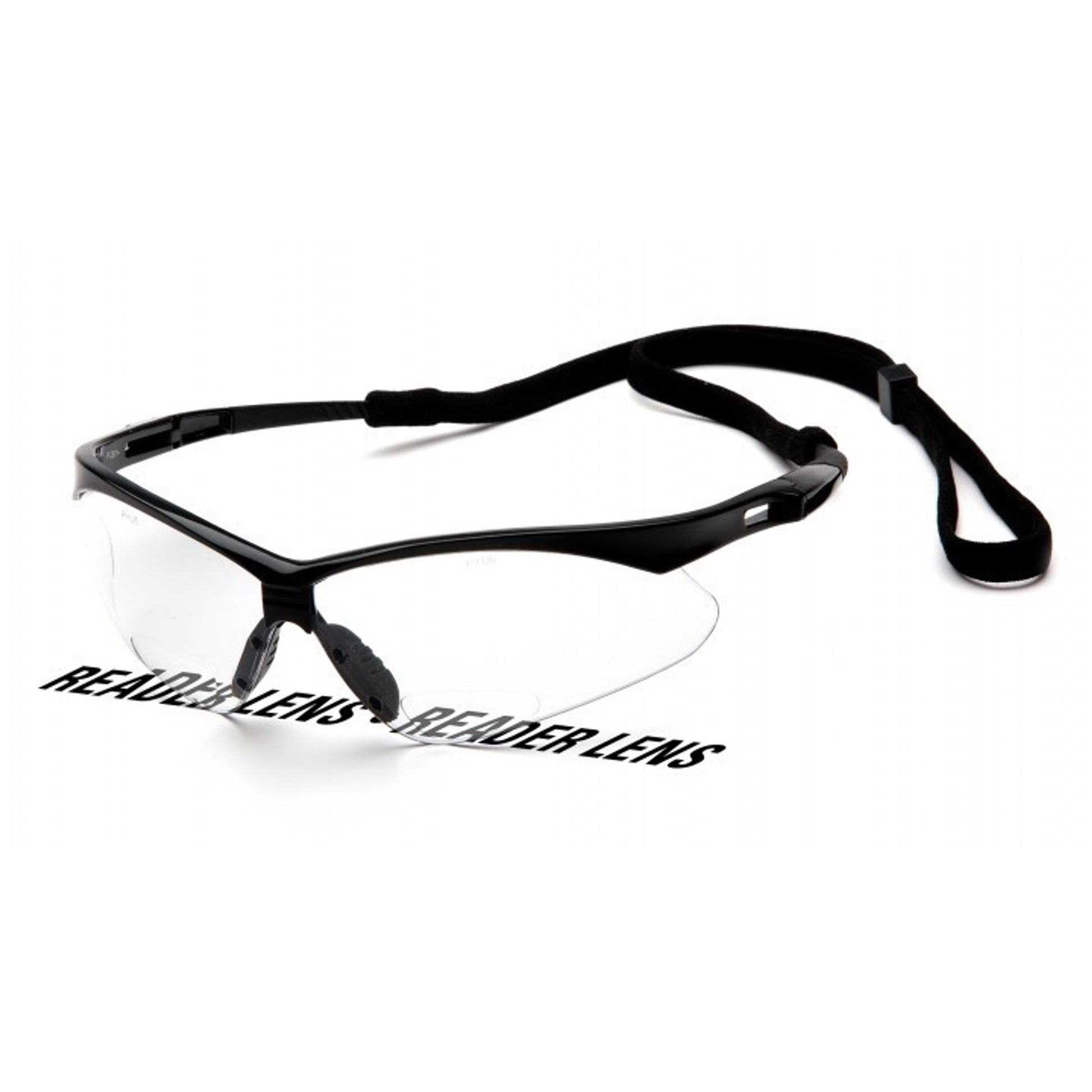 Pyramex PMXTREME Readers Black Frame/Clear +1.5 Reader Lens With Black Cord Safety Eyewear