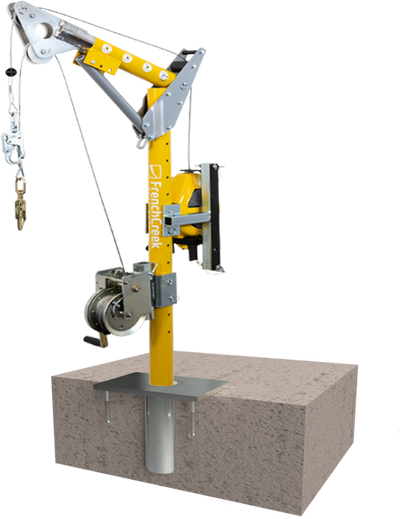 French Creek Floor Mount Cast-In-Place PD6 Base Confined Space Entry Kit w/ 50' SRL & Winch
