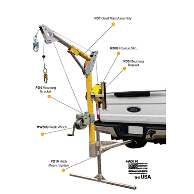 French Creek Hitch Mounted Portable Confined Space Entry Kit w/ 50' SRL & Winch
