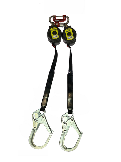 Miller TurboLite+ 11FT Class 1 Twin-Leg SRL w/Aluminum Locking Snap Hook Lifeline Connector - MTL-OHW2-27/11FT