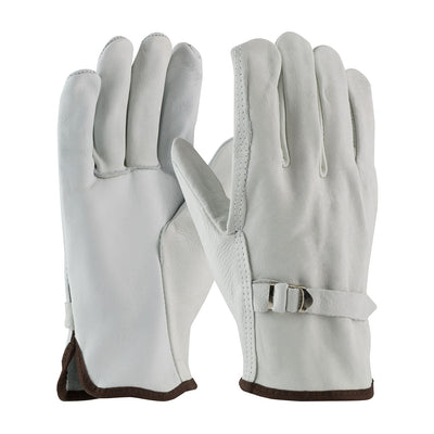 PIP Superior Grade Top Grain Cowhide Leather Drivers Glove w/Pull Strap Closure - Straight Thumb - Natural - 1/DZ - 68-158