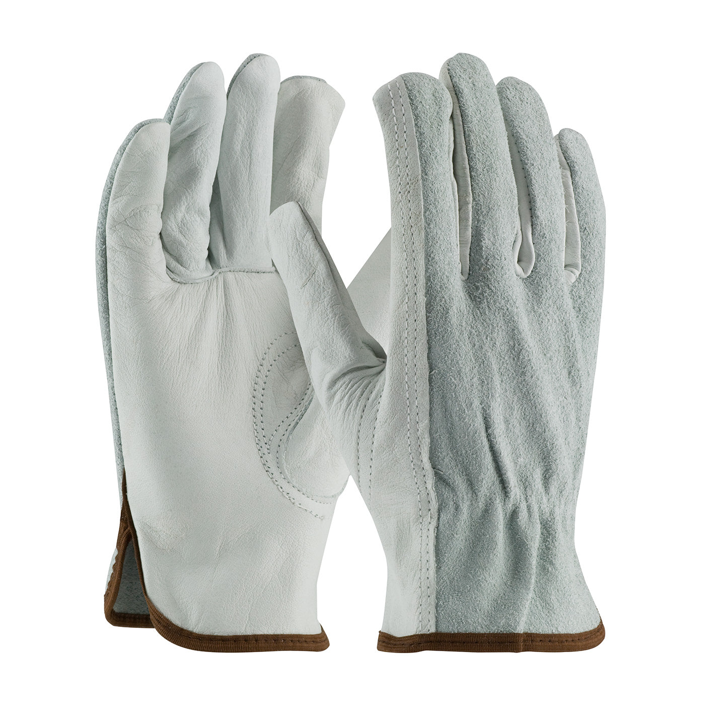 PIP Regular Grade Top Grain Leather Drivers Glove w/Split Cowhide Back - Keystone Thumb - Natural - 1/DZ - 68-161SB