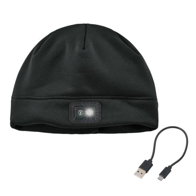 Ergodyne N-Ferno 6801 Winter Skull Cap with LED Rechargeable Light - Black