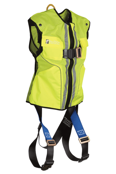 FallTech Hi-Vis Lime Construction-grade Vest with 1D Standard Non-belted Harness - 7015