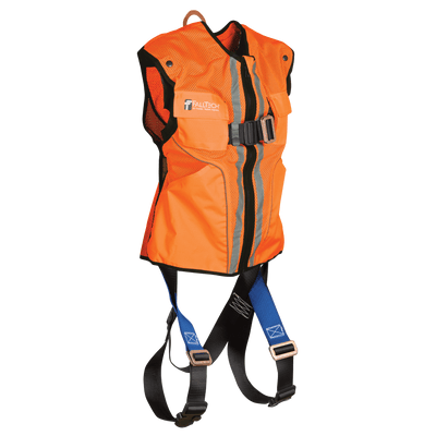 FallTech Hi-Vis Orange Construction-grade Vest with 1D Standard Non-belted Harness - Medium - 7015SMO