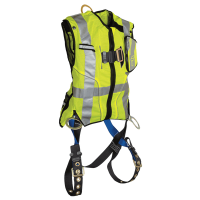 FallTech Hi-Vis Lime Class 2 Vest with 3D Standard Non-belted Harness - 2X/3X - 70182X3XL