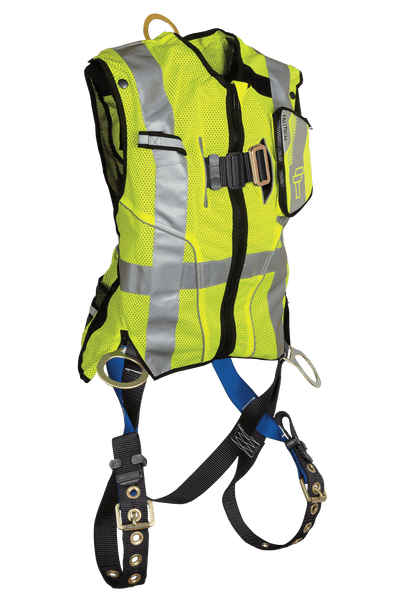 FallTech Hi-Vis Lime Class 2 Vest with 3D Standard Non-belted Harness - 7018
