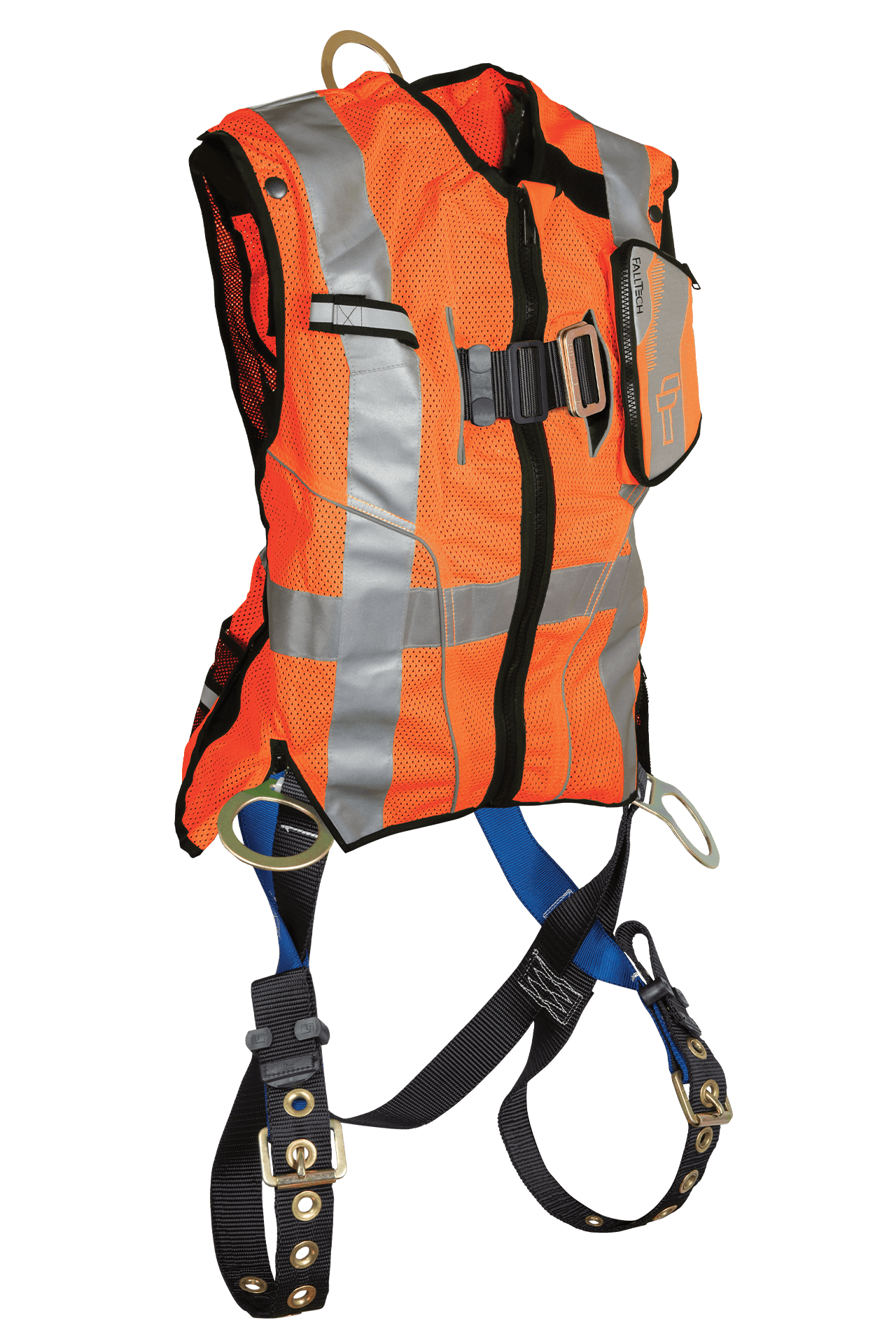 FallTech Hi-Vis Orange Class 2 Vest with 3D Standard Non-belted Harness - Large/XL - 7018LXO
