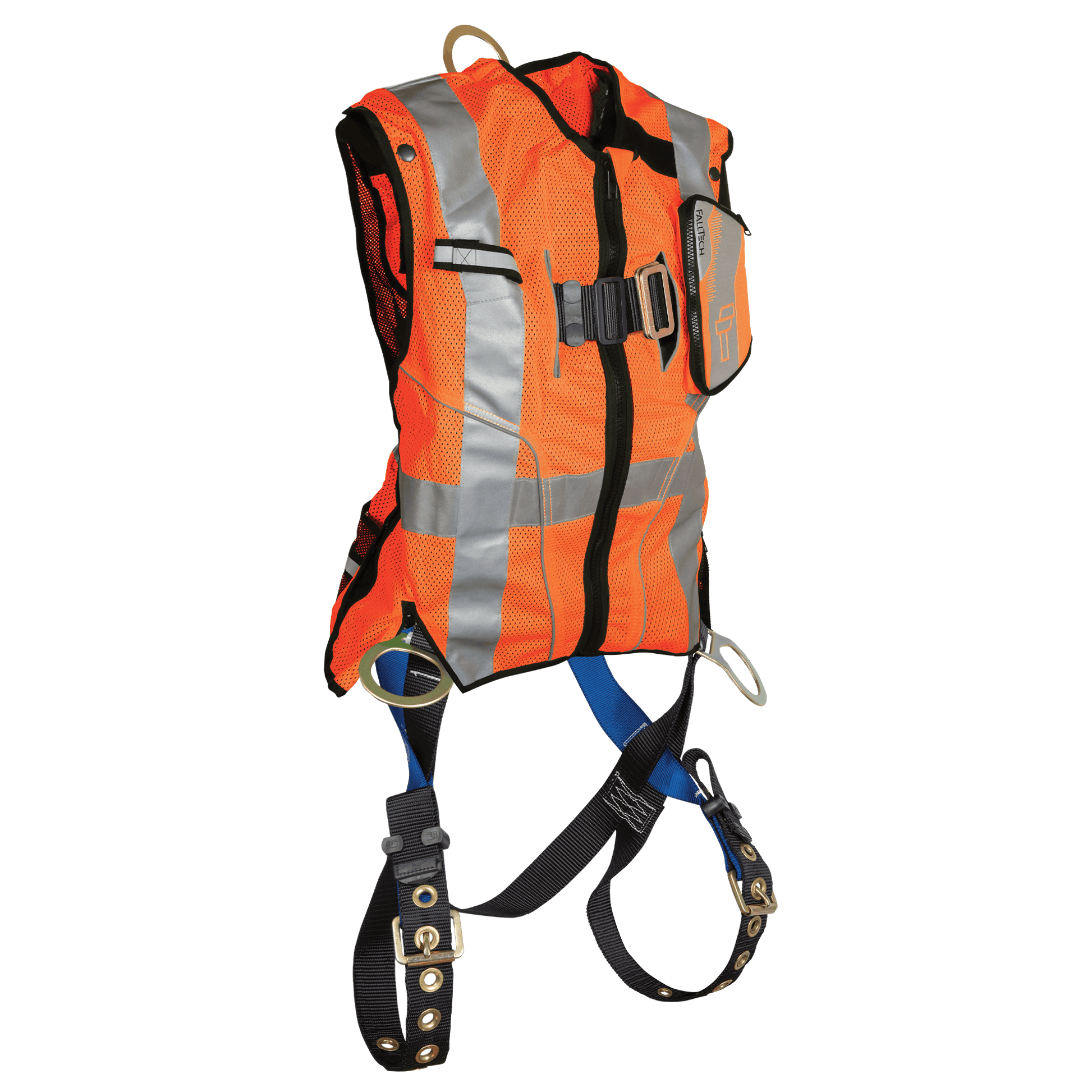 FallTech Hi-Vis Orange Class 2 Vest with 3D Standard Non-belted Harness - Medium - 7018SMO