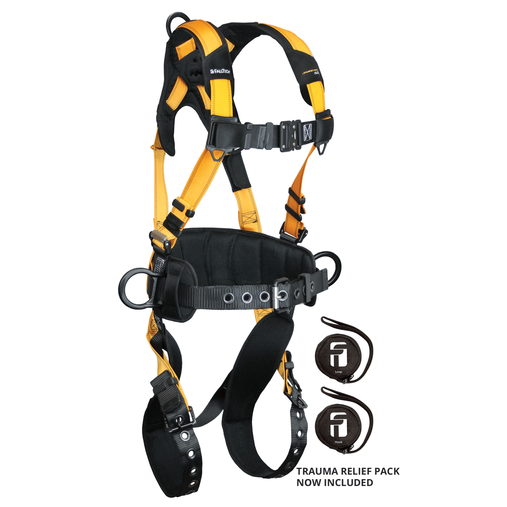 FallTech Journeyman Flex Aluminum 3D Construction Belted Harness Tongue Buckle Leg Adjustment - Large - 7035BL
