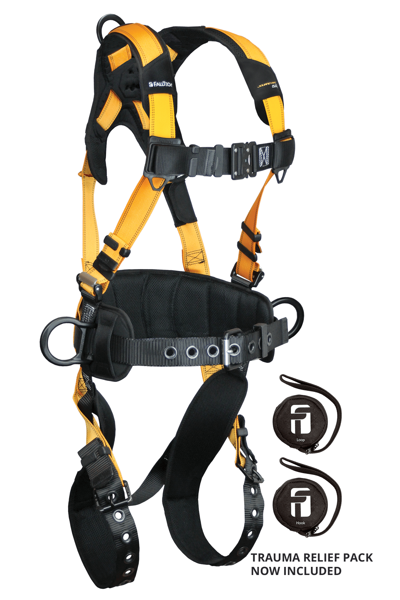 FallTech Journeyman Flex Aluminum 3D Construction Belted Harness Tongue Buckle Leg Adjustment - Medium - 7035BM
