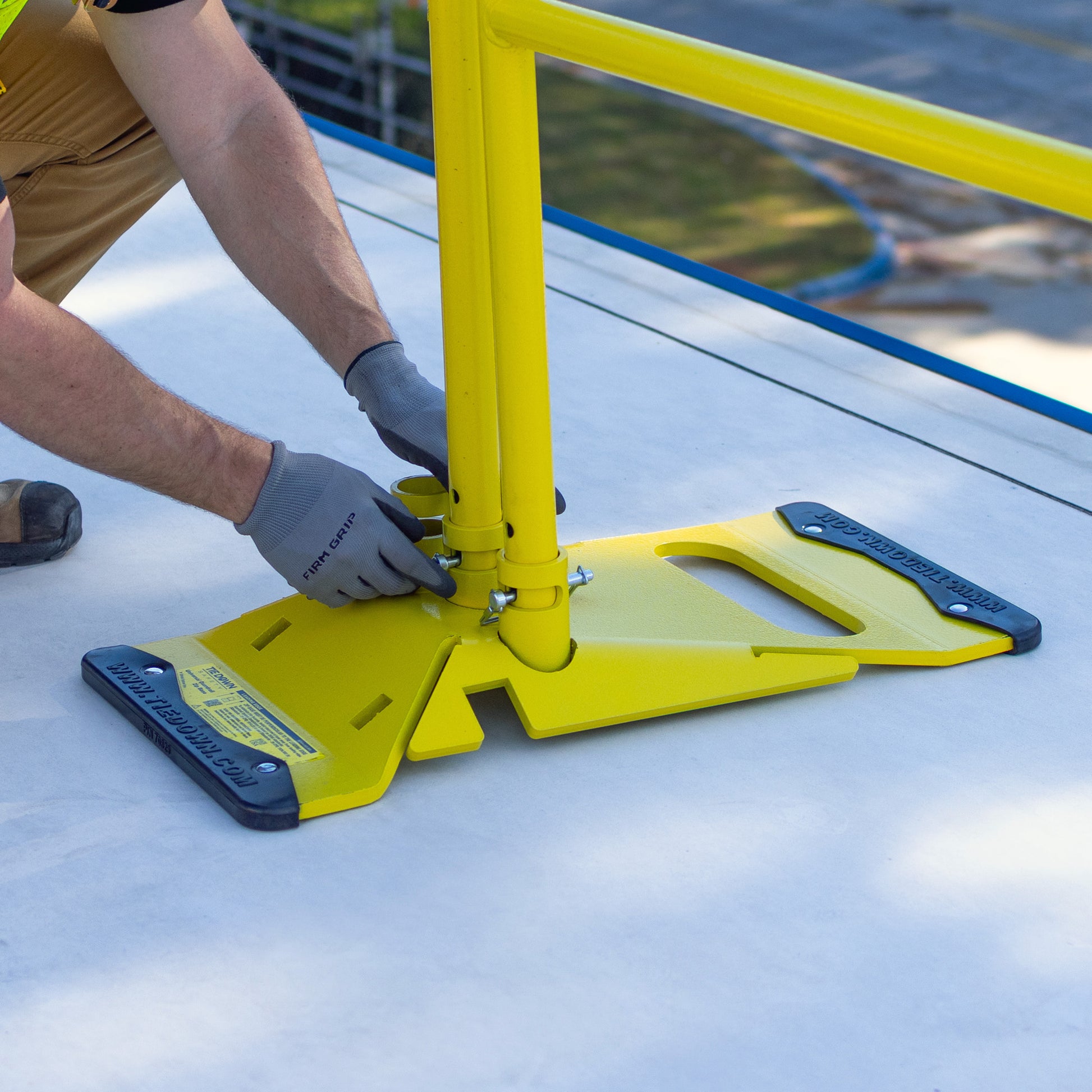 Tie Down Yellow Guardrail Stack Pallet Kit, 11 x 10 ft. Rails & 12 Socket Bases - 70762
