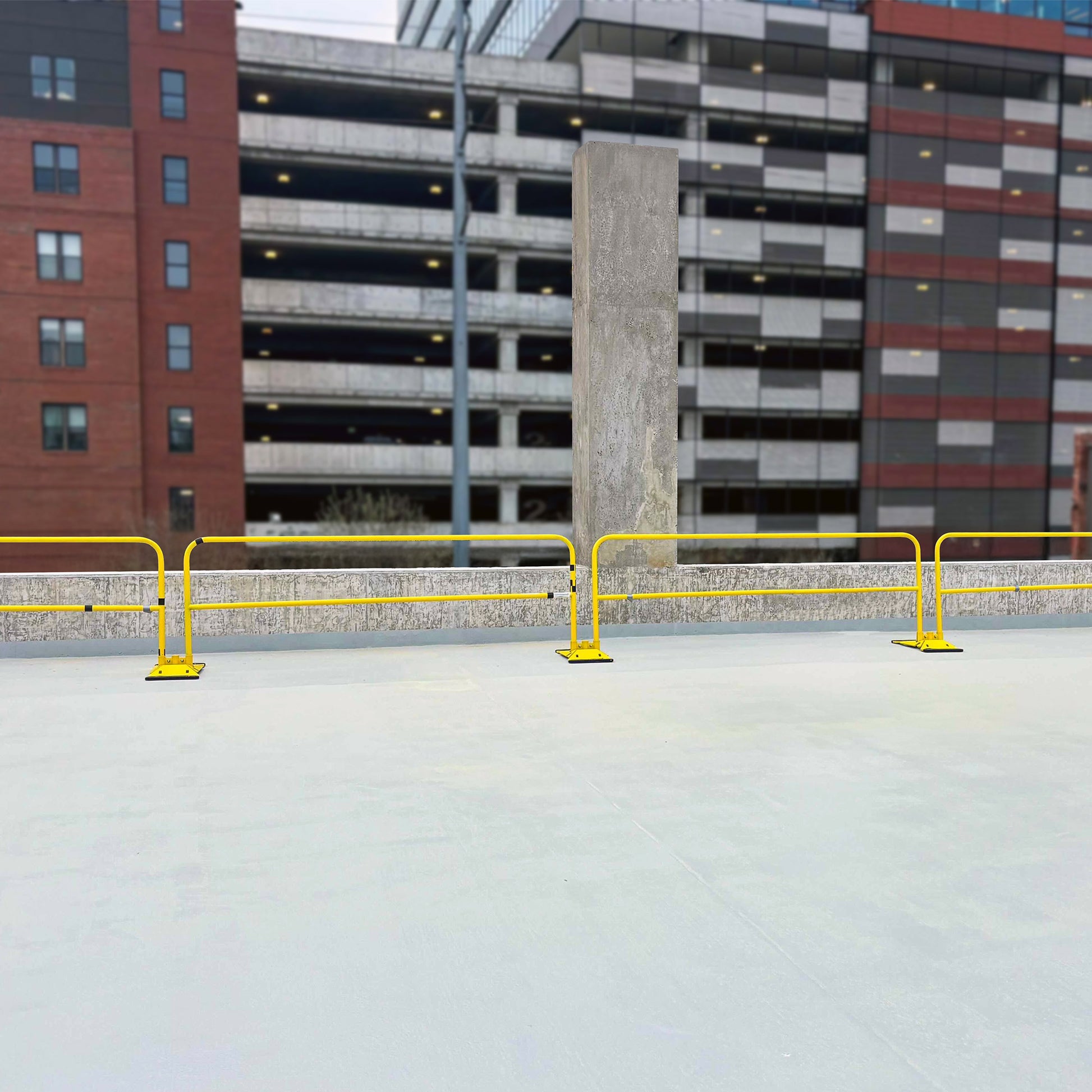 Tie Down Yellow Guardrail Stack Pallet Kit, 11 x 5 ft. Rails & 12 Socket Bases - 70792