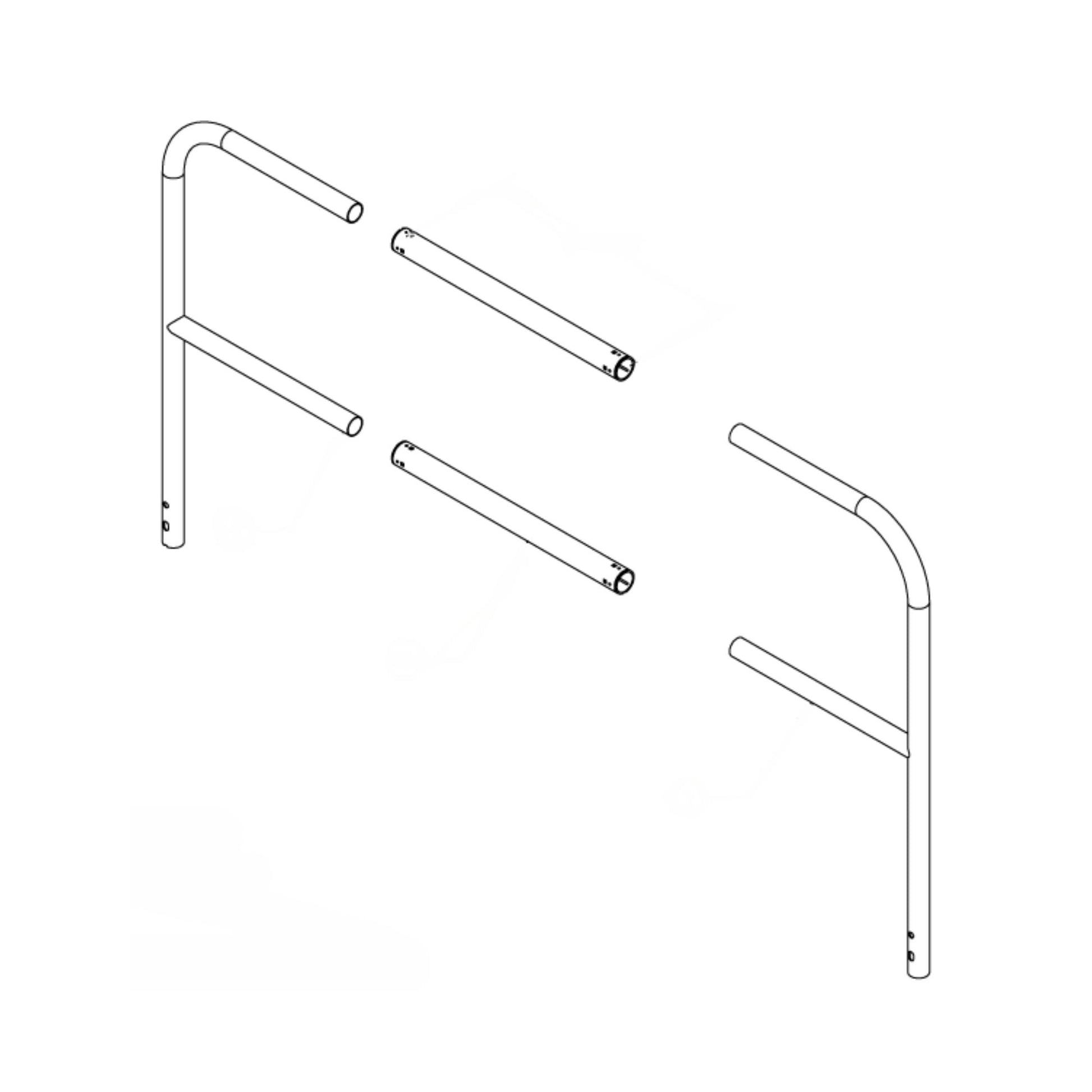 Tie Down Adjustable Telescoping Roof Guardrail, 3.5-5 ft, Galvanized - 70850G