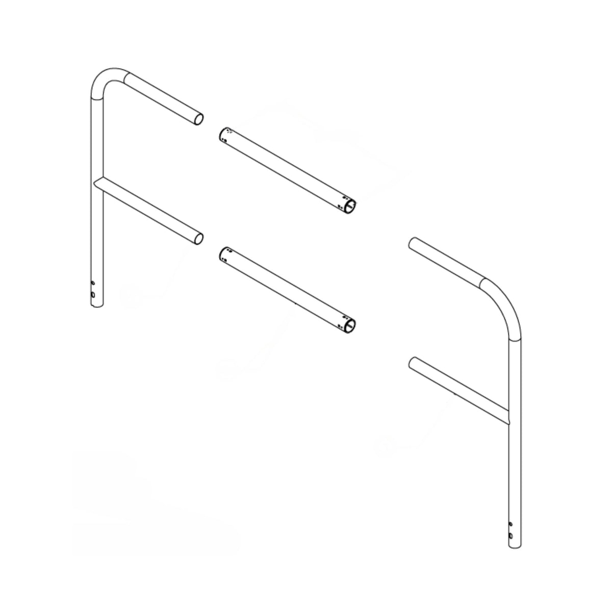 Tie Down Adjustable Telescoping Roof Guardrail, 3.5-5 ft, Galvanized - 70850G