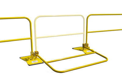 Tie Down Collapsible Roof Guardrail, 10 ft, Galvanized Steel, Yellow - 70854