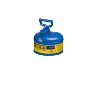 Justrite Type I Steel Safety Can For Flammables - 1 Gallon - S/S Flame Arrester - Self-Close Lid - Blue - 7110300