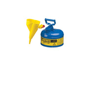Justrite Type I Steel Safety Can For Flammables - Funnel 11202Y - 1 Gallon - S/S Flame Arrester - S/C Lid - Blue - 7110310