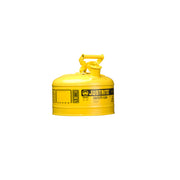 Justrite Type I Steel Safety Can For Flammables - 2.5 Gallon - S/S Flame Arrester - Self-Close Lid - Yellow - 7125200