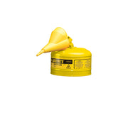 Justrite Type I Steel Safety Can For Flammables - Funnel 11202Y - 2.5 Gallon - S/S Flame Arrester - S/C Lid - Yel - 7125210