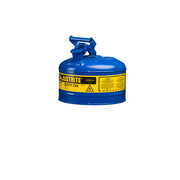 Justrite Type I Steel Safety Can For Flammables - 2.5 Gallon - S/S Flame Arrester - Self-Close Lid - Blue - 7125300