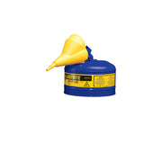Justrite Type I Steel Safety Can For Flammables - Funnel 11202Y - 2.5 Gallon - S/S Flame Arrester - S/C Lid - Blu - 7125310