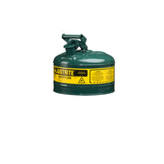 Justrite Type I Steel Safety Can For Flammables - 2.5 Gallon - S/S Flame Arrester - Self-Close Lid - Green - 7125400